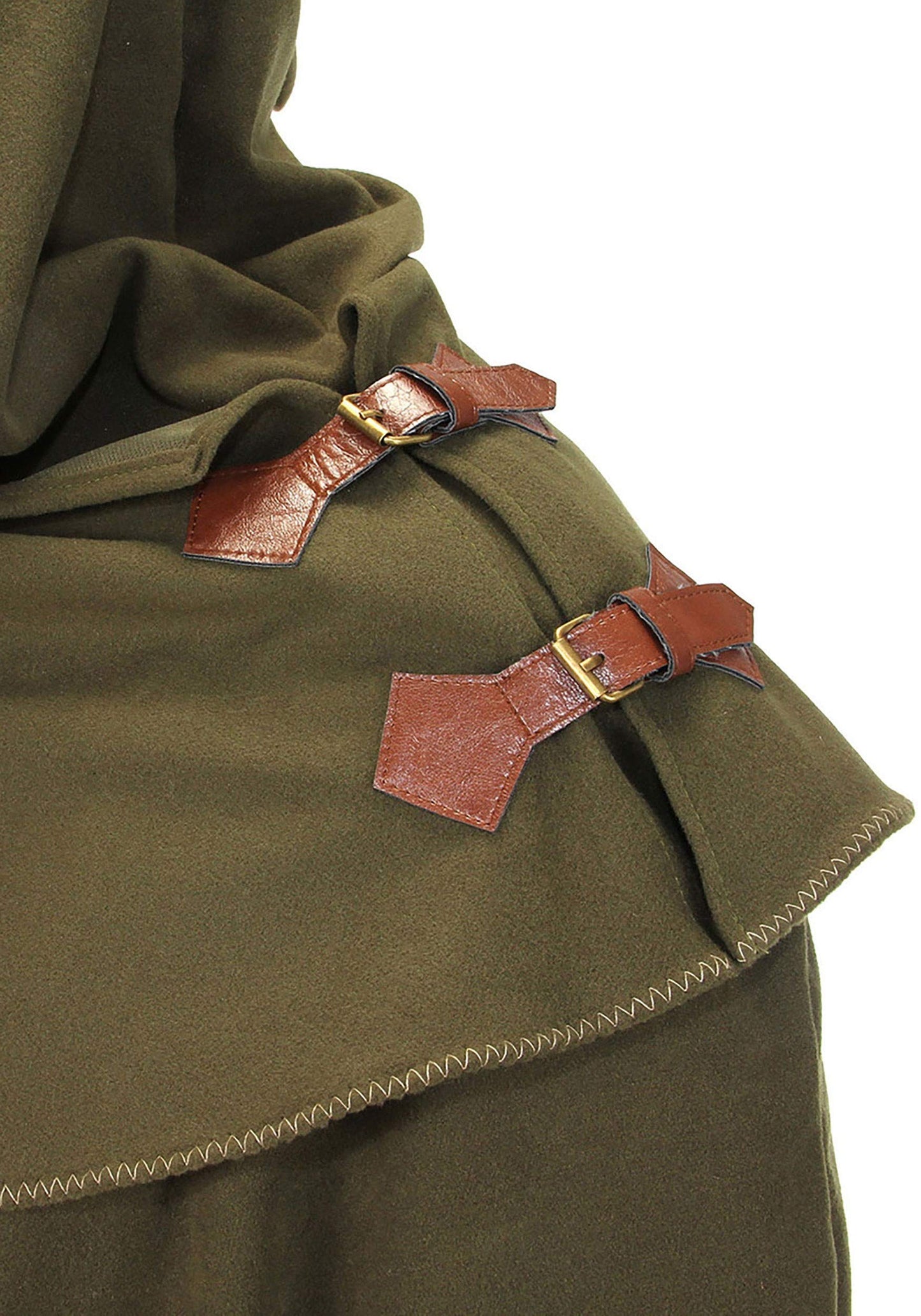Cowled Cloak with Leather Clasps