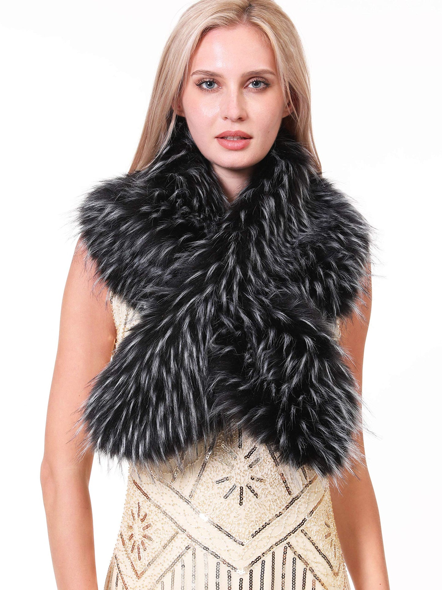 Soul Young Faux Fur Collar Women's Neck Warmer Scarf Wrap 80cm,31.5in A-nature