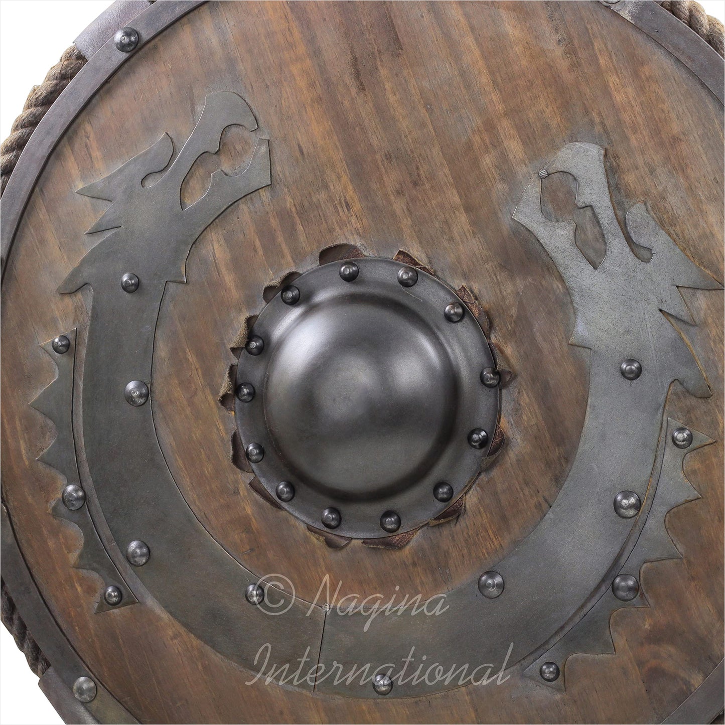 Medieval Wooden Viking Flying Dragon Armour Shield Antique Finish, 24"