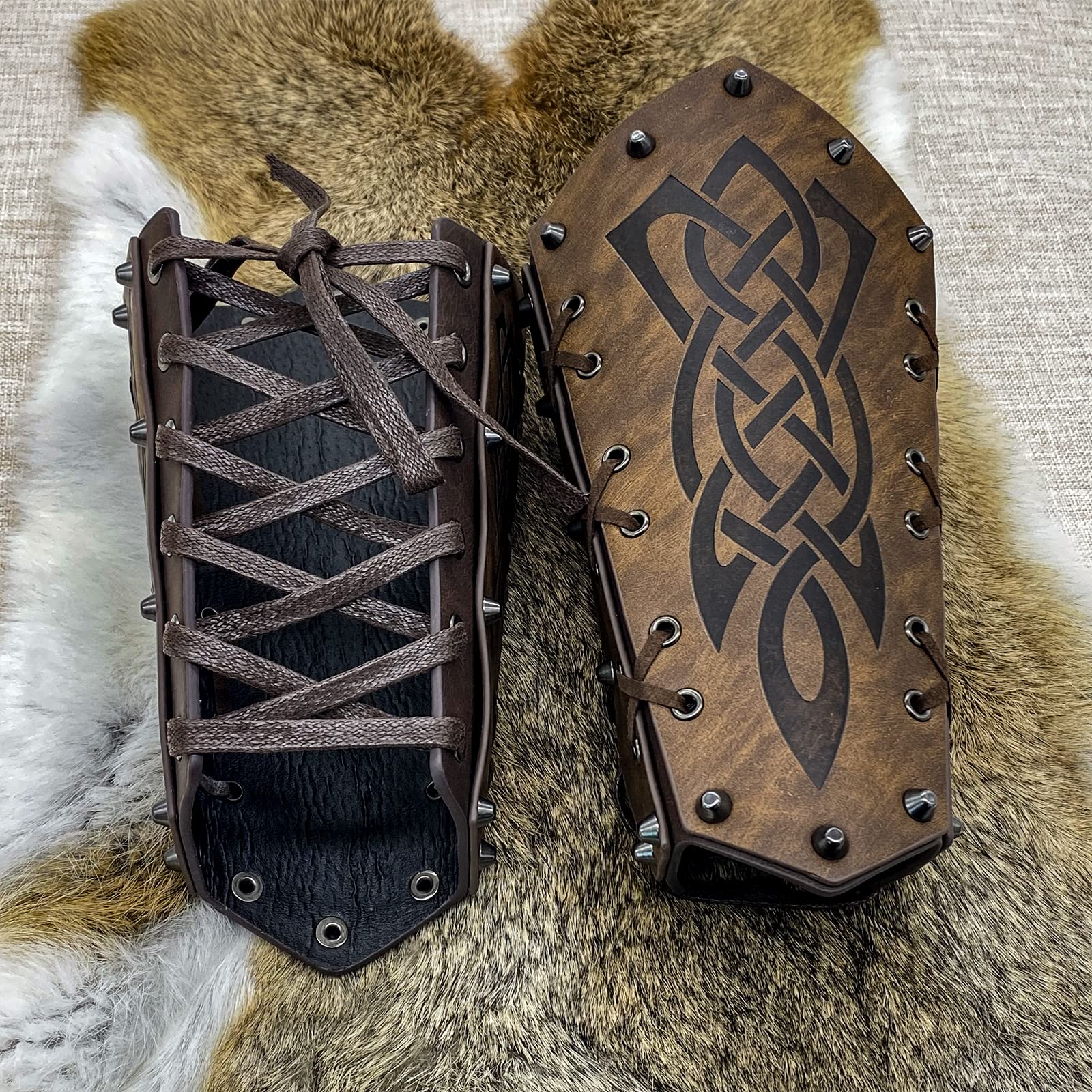 Leather Bracer Arm Cuff Armor Medieval Vambrace - vikingshields