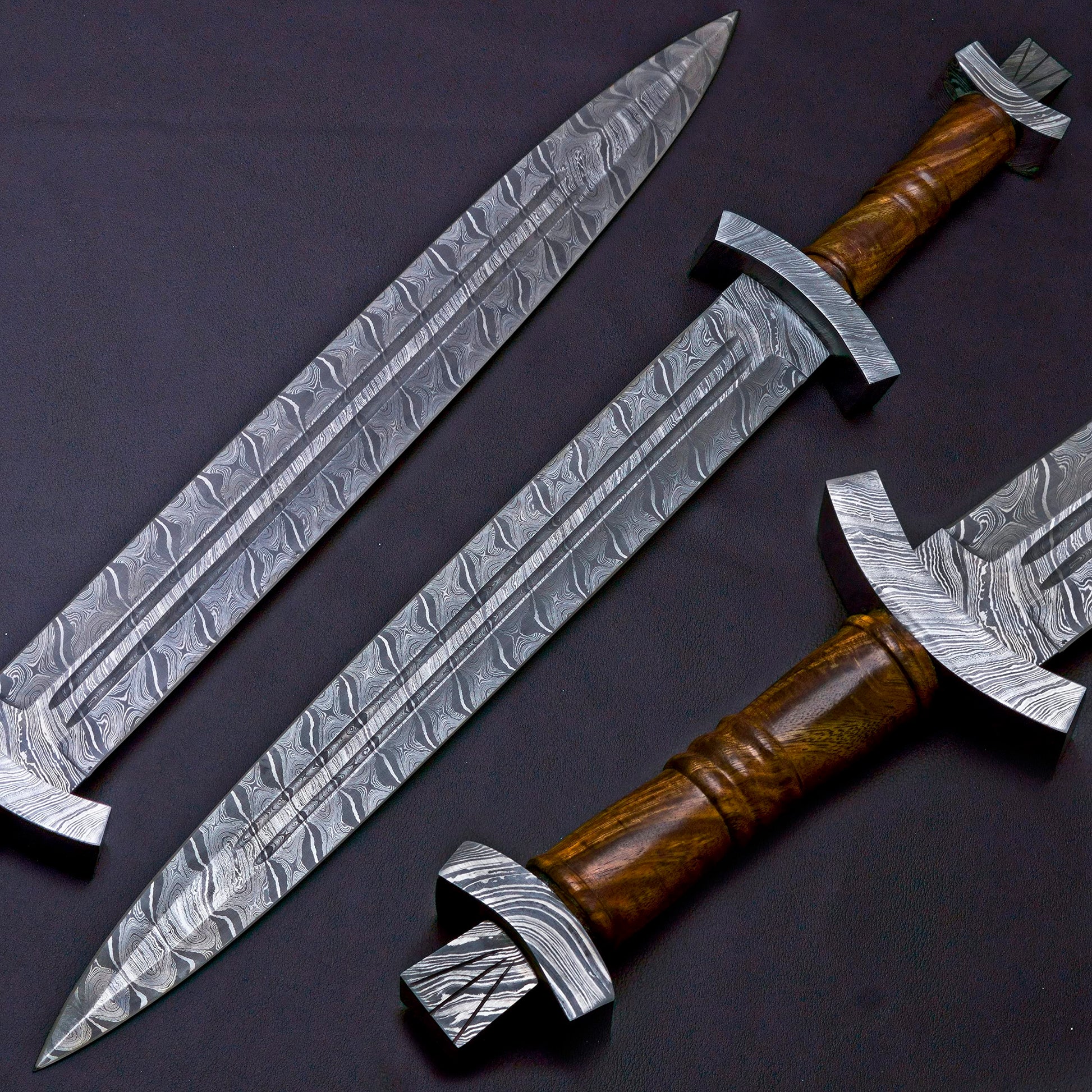 Custom Hand Forged Damascus Steel Viking Sword - Knife Store