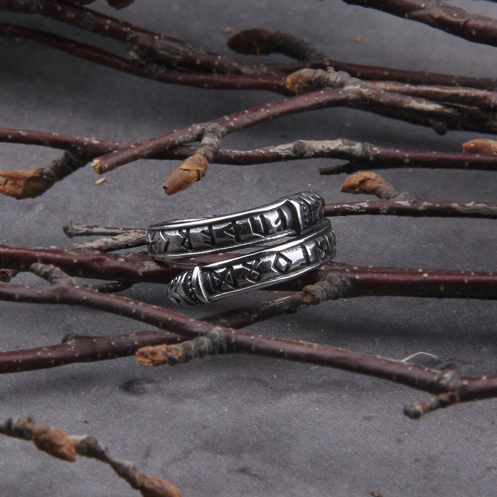 Viking Runes Spiral Wedding Ring