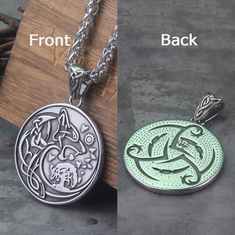 Wolves Hati and Skoll Viking Necklace