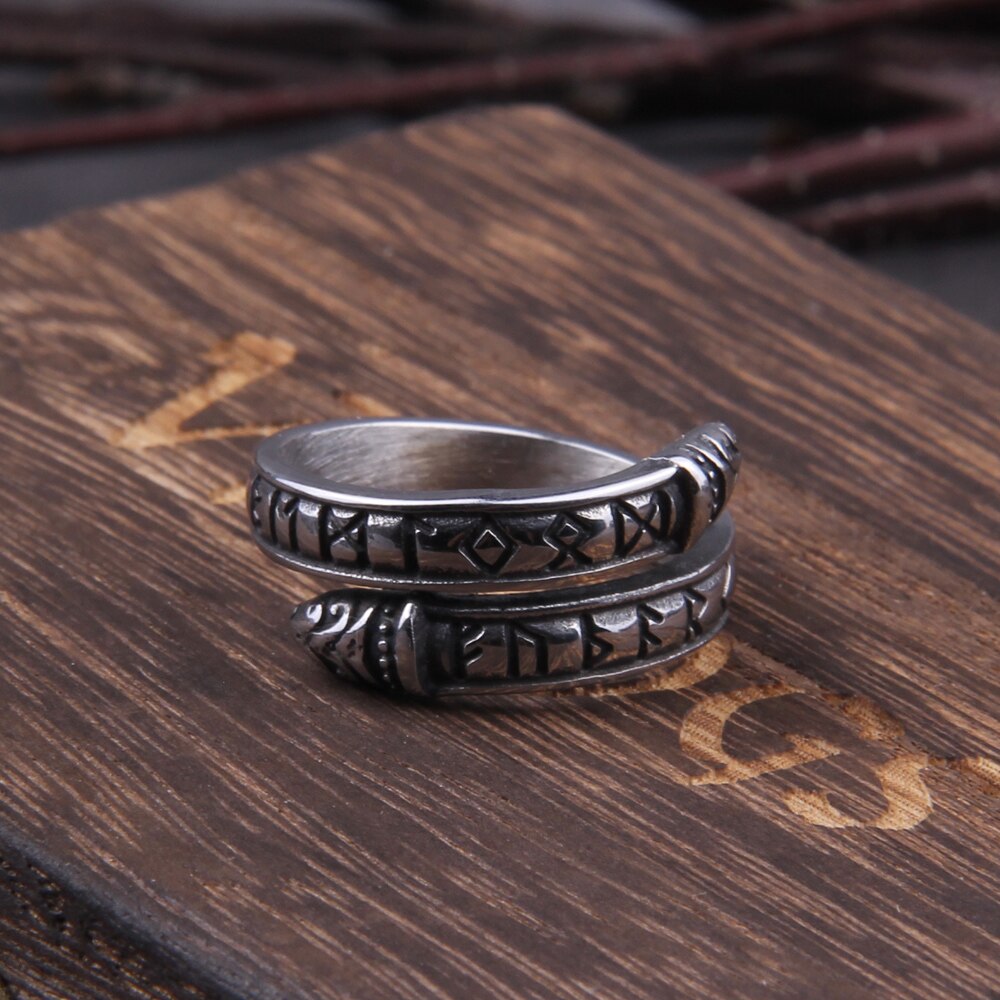 Viking Runes Spiral Wedding Ring