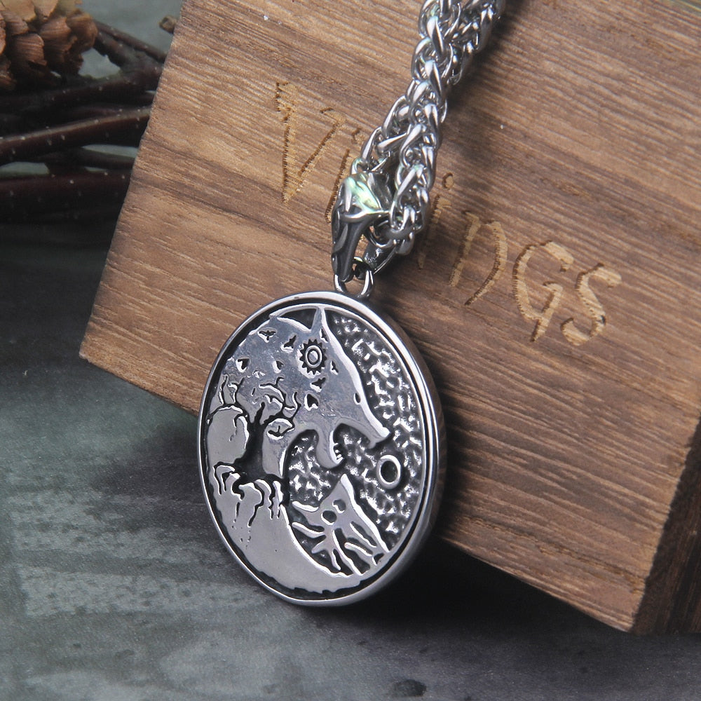 Wolves Hati and Skoll Viking Necklace