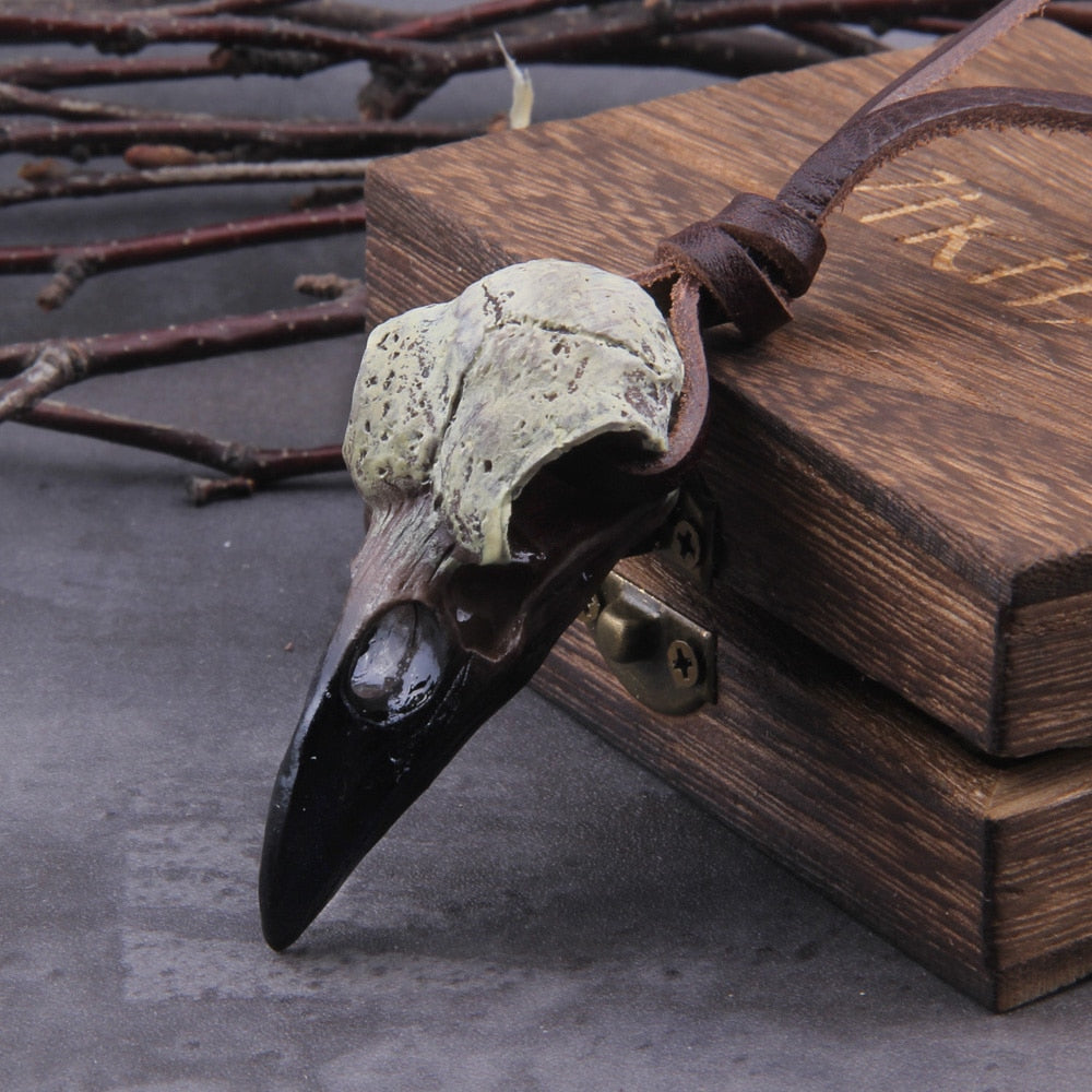 Authentic Viking Raven Skull Pendant Necklace