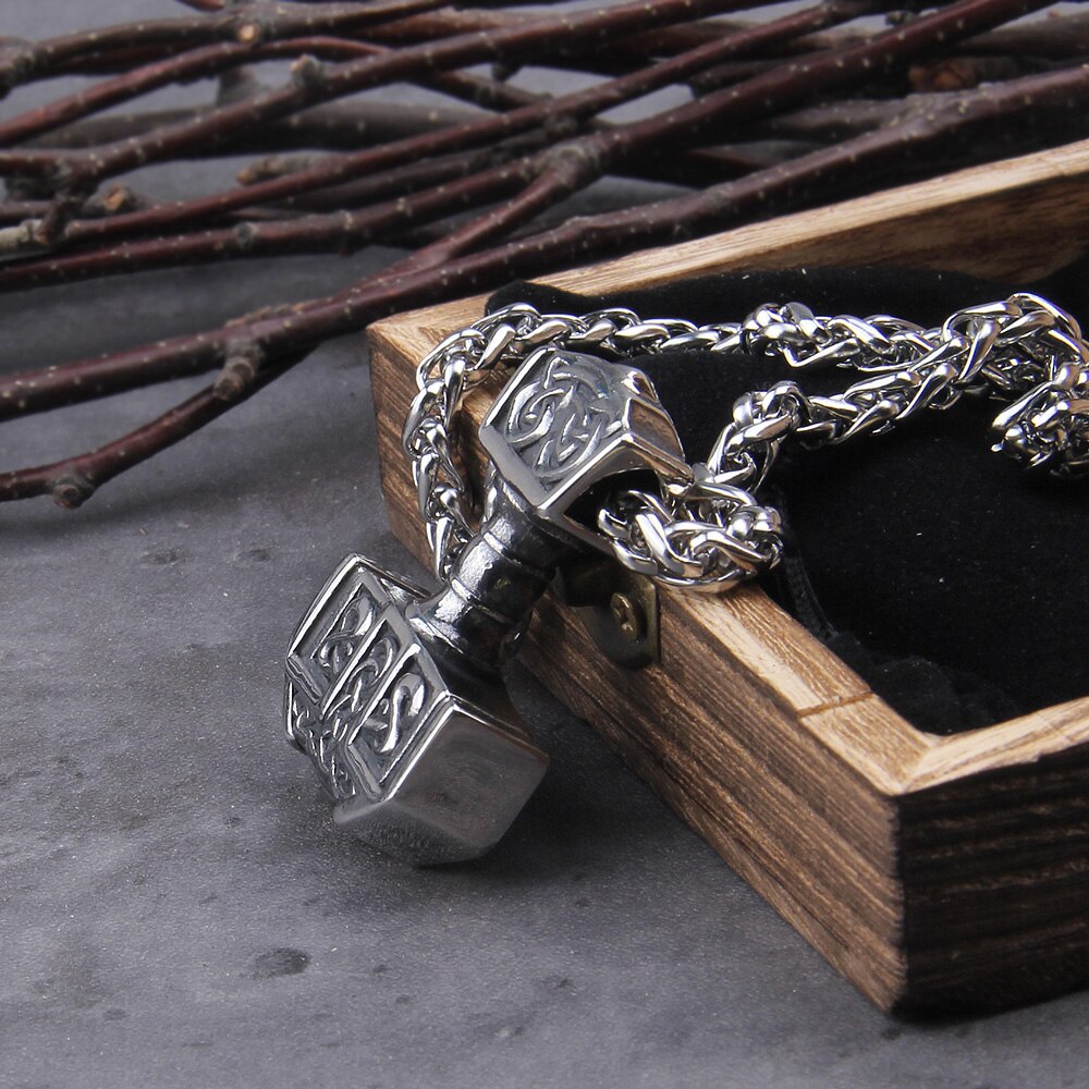 Mjolnir Thor's Hammer Steel Necklace