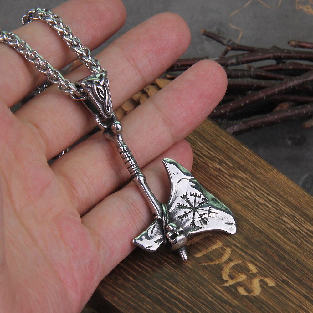 Viking Axe Steel Pendant Necklace