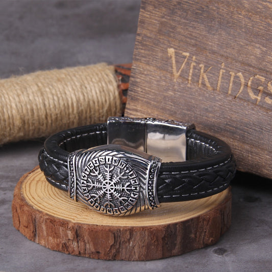 Leather Helm of Awe Viking Bracelet