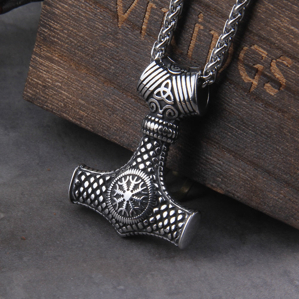 Mjolnir Thor Hammer pendant. Viking necklace. Brass mjolnir - Inspire Uplift