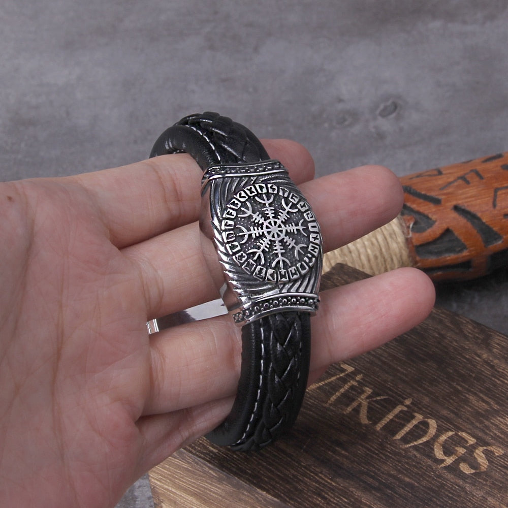 Leather Helm of Awe Viking Bracelet
