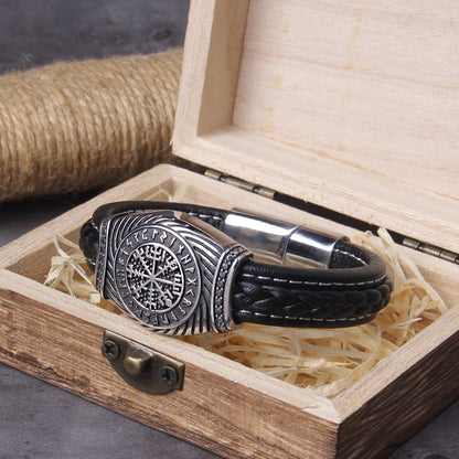 Vegvisir Compass Leather Bracelet