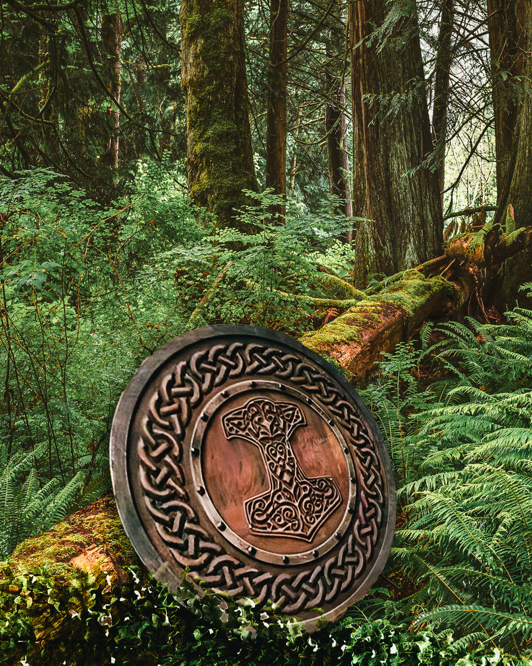 Carved Hammer Of Thor Mjolnir Knotwork Viking Shield, 24