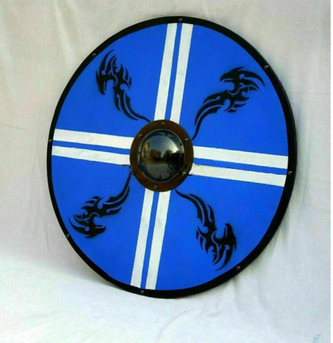 Medieval Blue Striped Shield, 24"