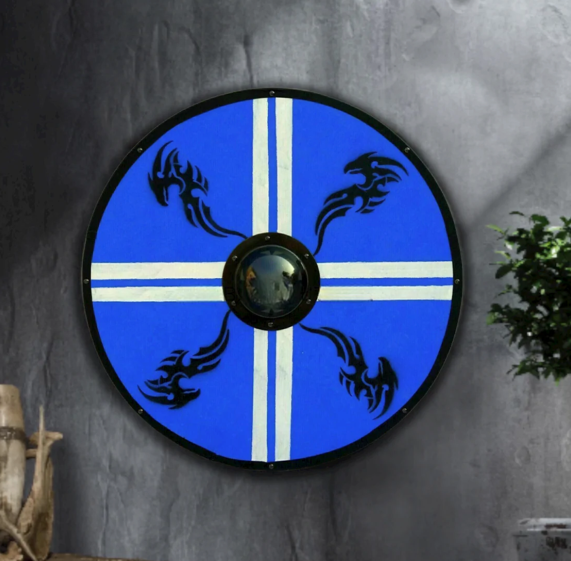 Medieval Blue Striped Shield, 24"