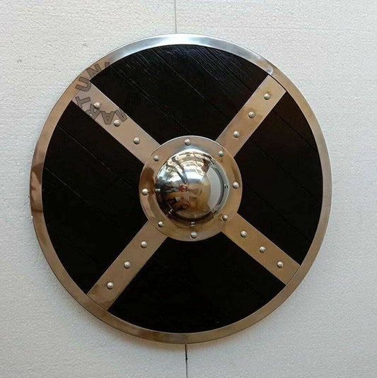 Black Medieval Plank Viking Shield, 24"