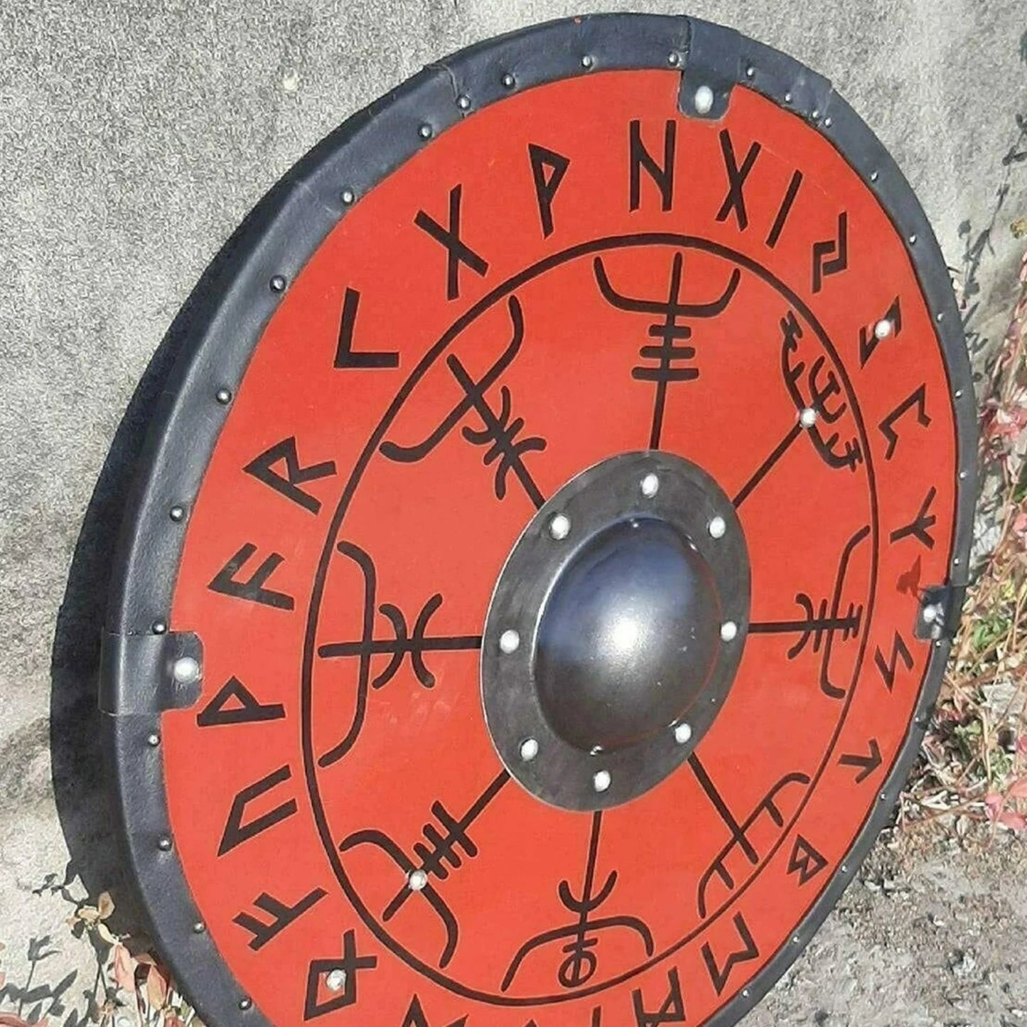 Smooth Vegvisir Runes Viking Shield, 24"