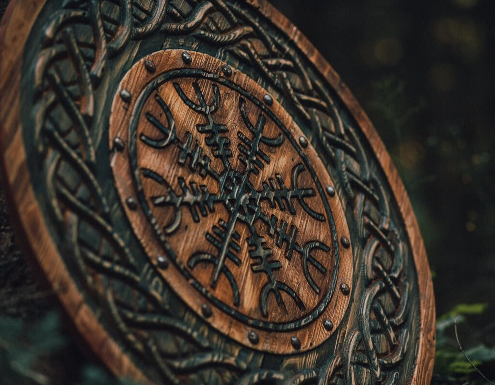 Helm of Awe Carved Viking Shield