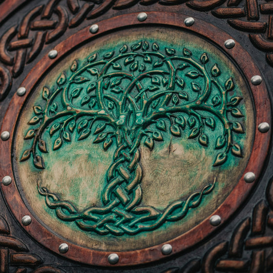 Yggdrasil Norse Tree of Life Carved Viking Shield, 24"