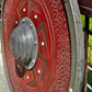 Red Carved Kolovrat Slavic Sun Viking Shield, 24"