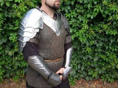 Steel Pair Of Pauldrons And Gorget Knight Medieval Armor