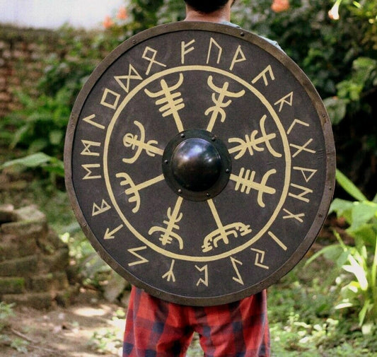 Vegvisir Norse Compass Smooth Viking Shield for LARP & Collection, 24"