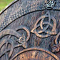 Handcarved Norse Runic Jörmungandr Ornaments Viking Shield, Large, 30"